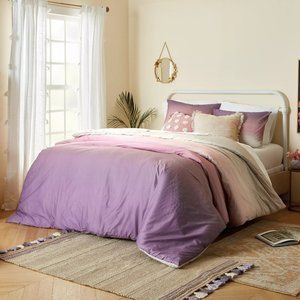 new 3-pc Wild Sage Jenna PURPLE + PINK Ombre 96"x110" KING Duvet Cover+ 2 Shams